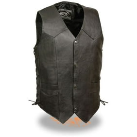 Event Biker Leather Mens Promo Basic Leather Vest Black, X-Small